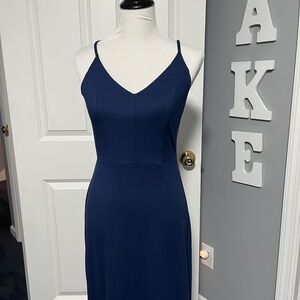Elegant Blue Spaghetti Strap Maxi Dress